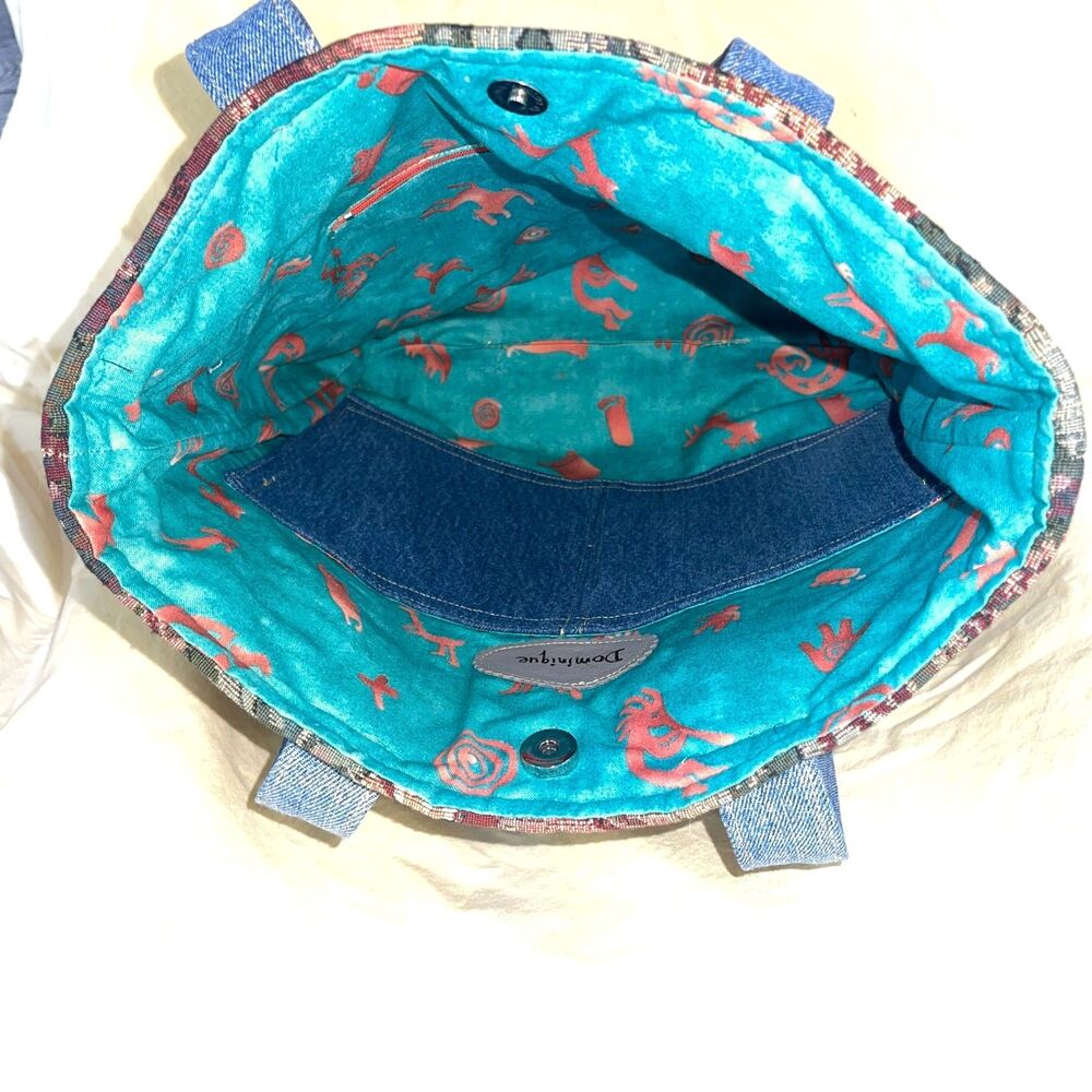 Handmade & Upcycled Denim and Floral Tapestry Tote Bag - Picture 5 of 8